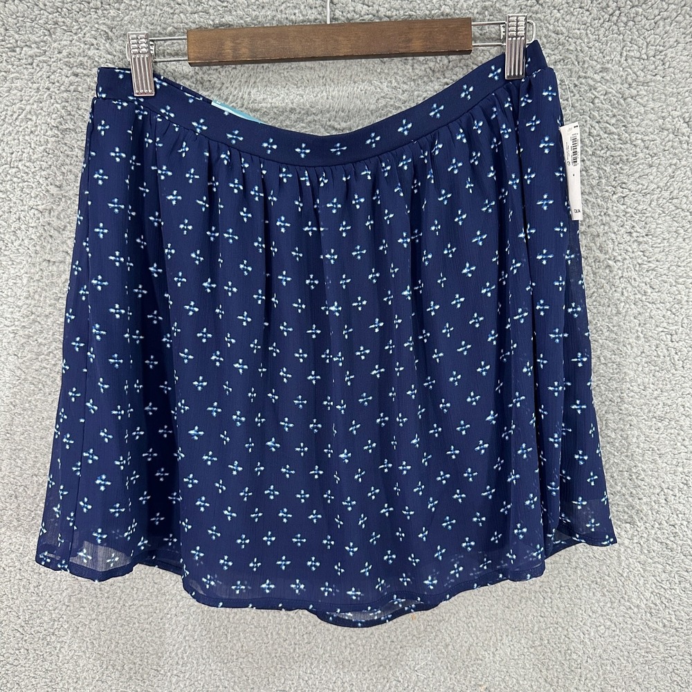 Old Navy‎ Skirt M Blue Mini Floral Print Lined Lightweight Casual Cottagecore